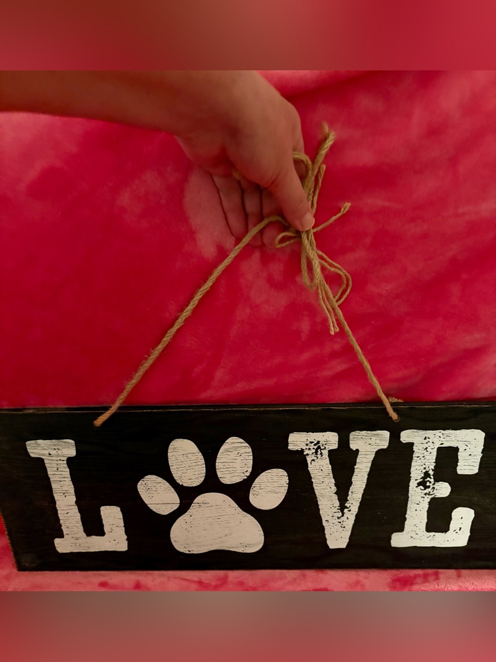 LOVE Pawprint Wooden Pet Sign - Black and White